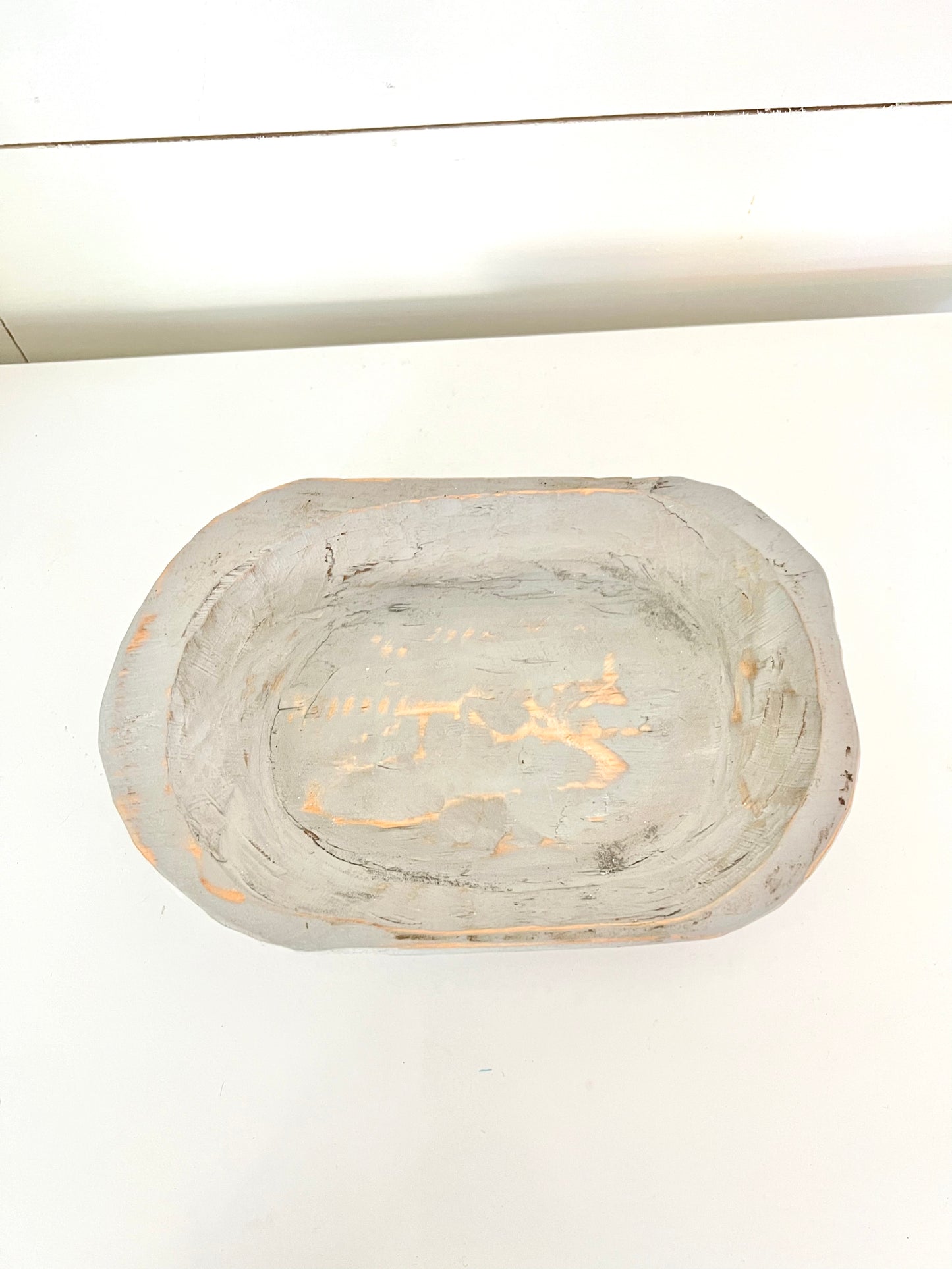 Pastel blue or gray small wooden dough bowl