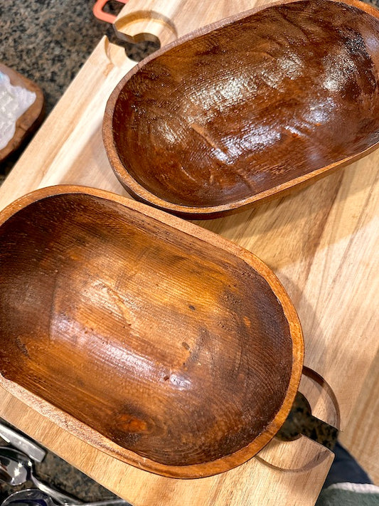 Wooden oval bowls